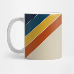 Retro, Vintage Classic Diagonal Stripe Pattern, Navy Blue, Blue, Yellow and Rust on Beige Mug